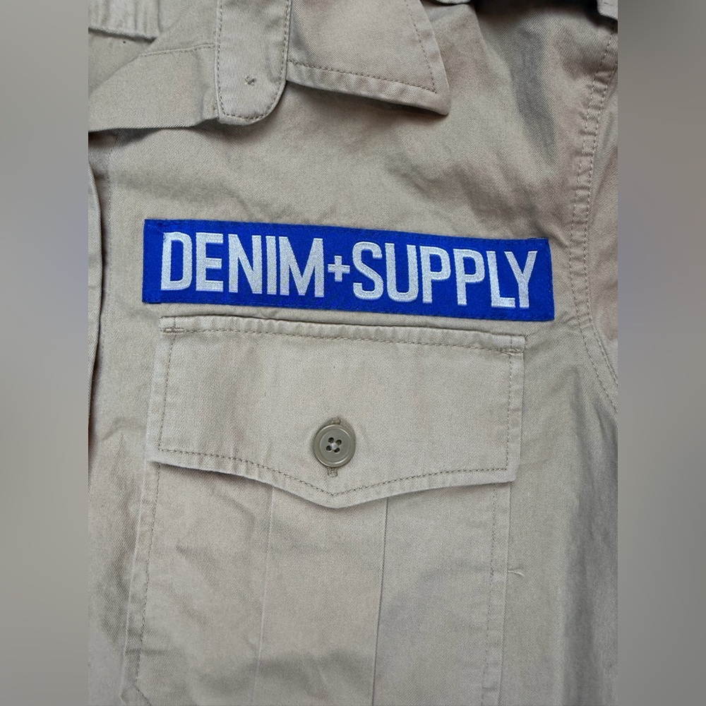 Ralph Lauren Shirt Mens Beige Denim & Supply Utility Military Cargo Khaki Sz XS - Picture 4 of 7
